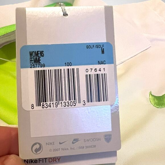 Nike‎ golf womens polo shirt drifit white and green with collar sleevless - Picture 9 of 10